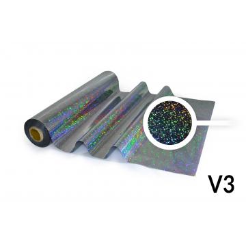 Folia do termodruku - V3 holograficzna srebrna ze wzorem elipsy – małym, regularnym